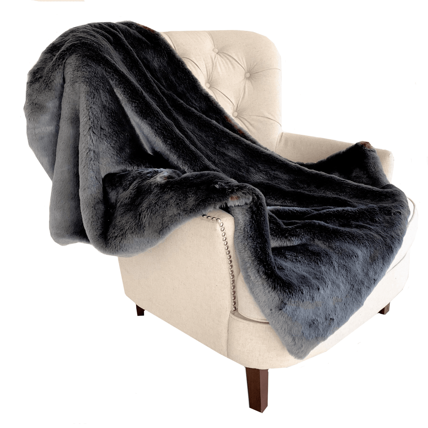 AMBER | Two Tone Gray/Amber Handmade Luxury Throw with Floral Backing - Disselt Designs