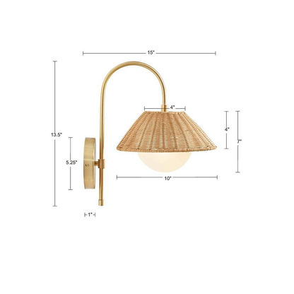 LAGUNA | Rattan Weave Gold-finish Wall Sconce - Disselt Designs