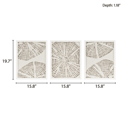 SOLANA | Framed Abstract Coastal Rice Paper 3-piece Shadowbox Wall Decor - Disselt Designs