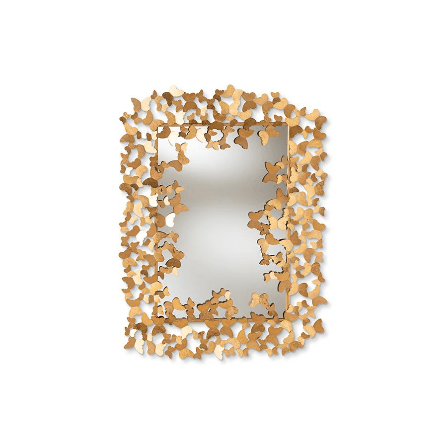 IDALIA | Antique Gold Finished Butterfly Accent Wall Mirror - Disselt Designs