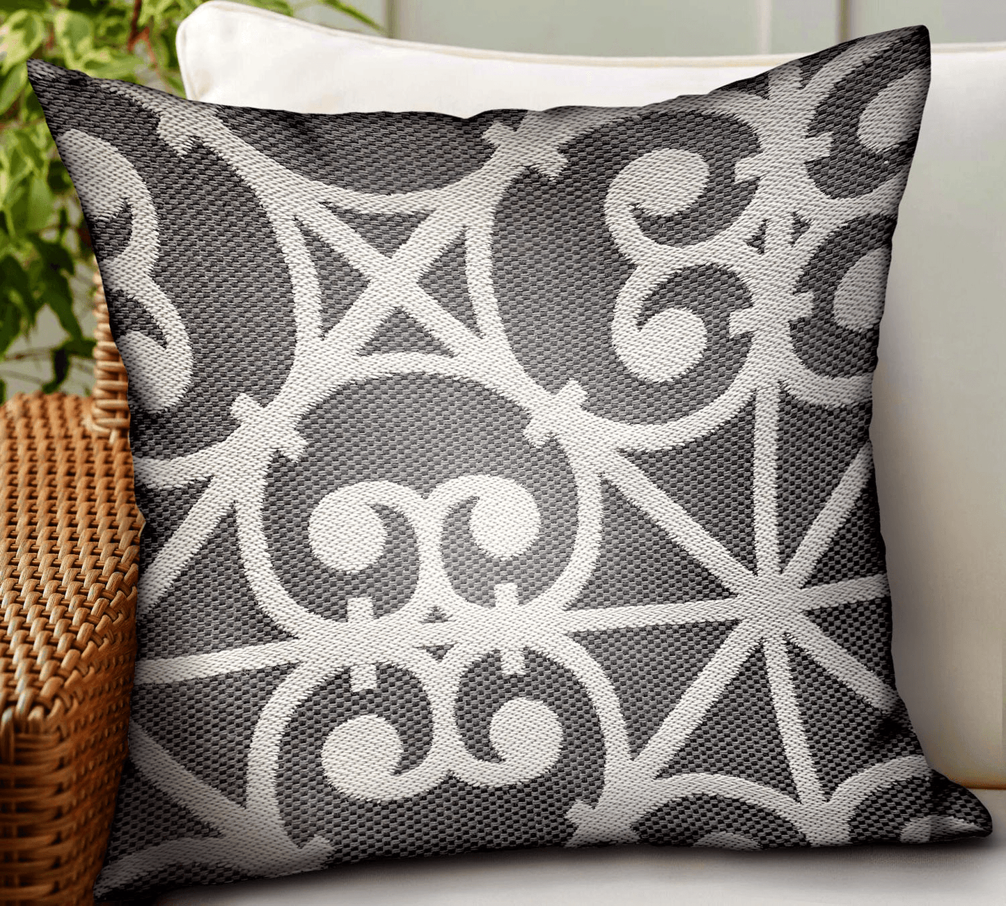 ABALONE | Abalone Truffle Gray Chevron Luxury Outdoor/Indoor Throw Pillow - Disselt Designs