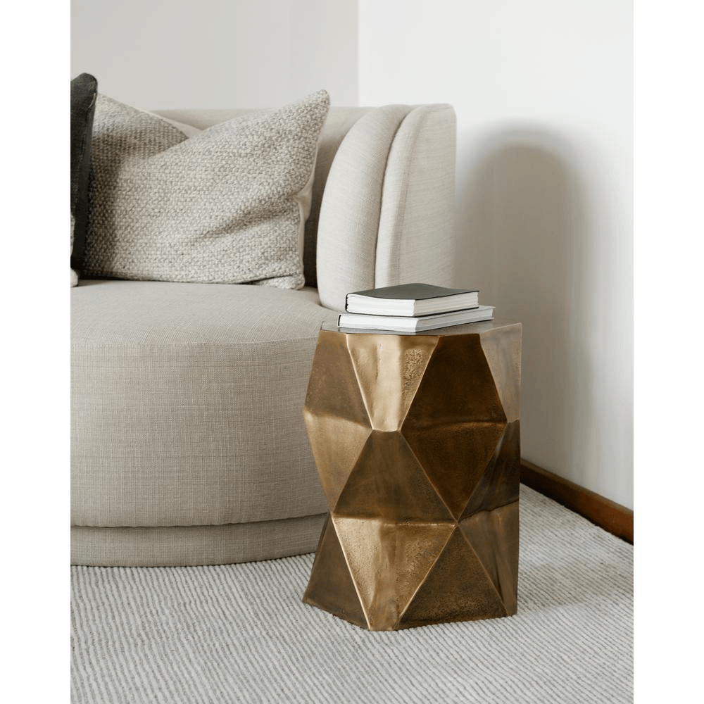 QUINTUS | Geometric Design Antique Brass Accent Table - Disselt Designs