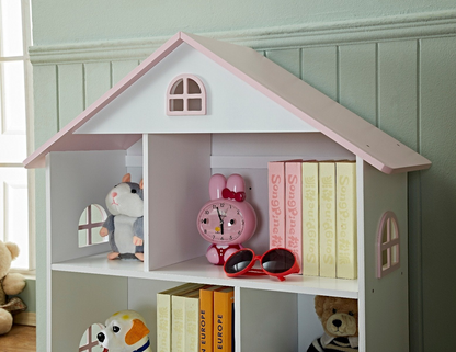 KIDS DOLLHOUSE | Kids Dollhouse Bookshelf - Pink Doll House