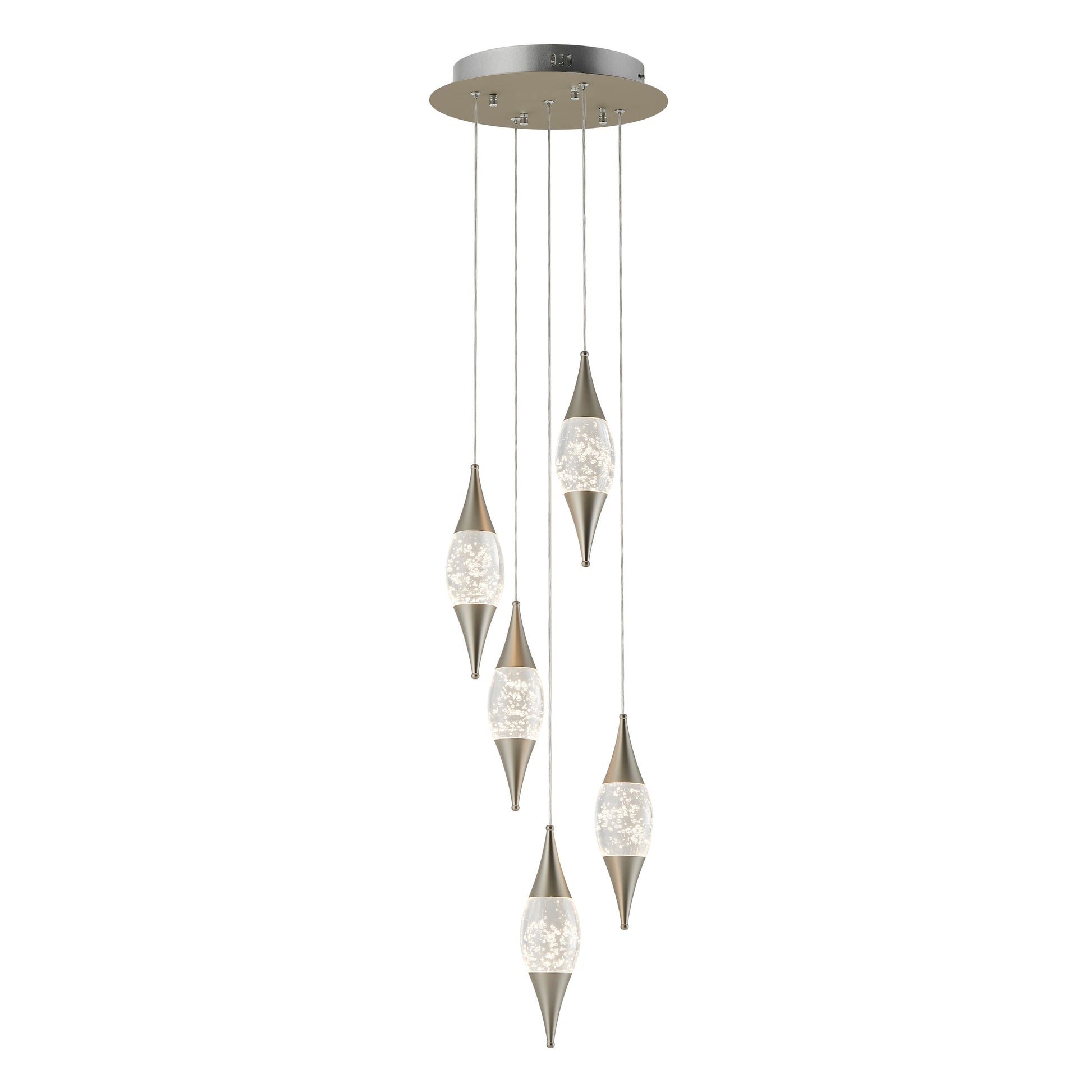Shinny Teardrops Round Chandelier // Matte Nickel - Disselt Designs
