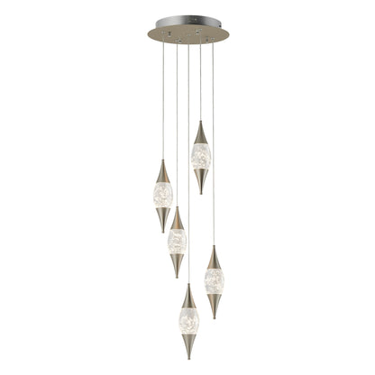 Shinny Teardrops Round Chandelier // Matte Nickel - Disselt Designs