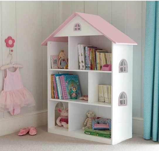 KIDS DOLLHOUSE | Kids Dollhouse Bookshelf - Pink Doll House