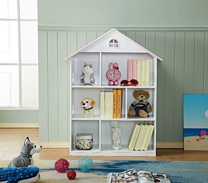 KIDS DOLLHOUSE | Kids Dollhouse Bookshelf - Pink Doll House