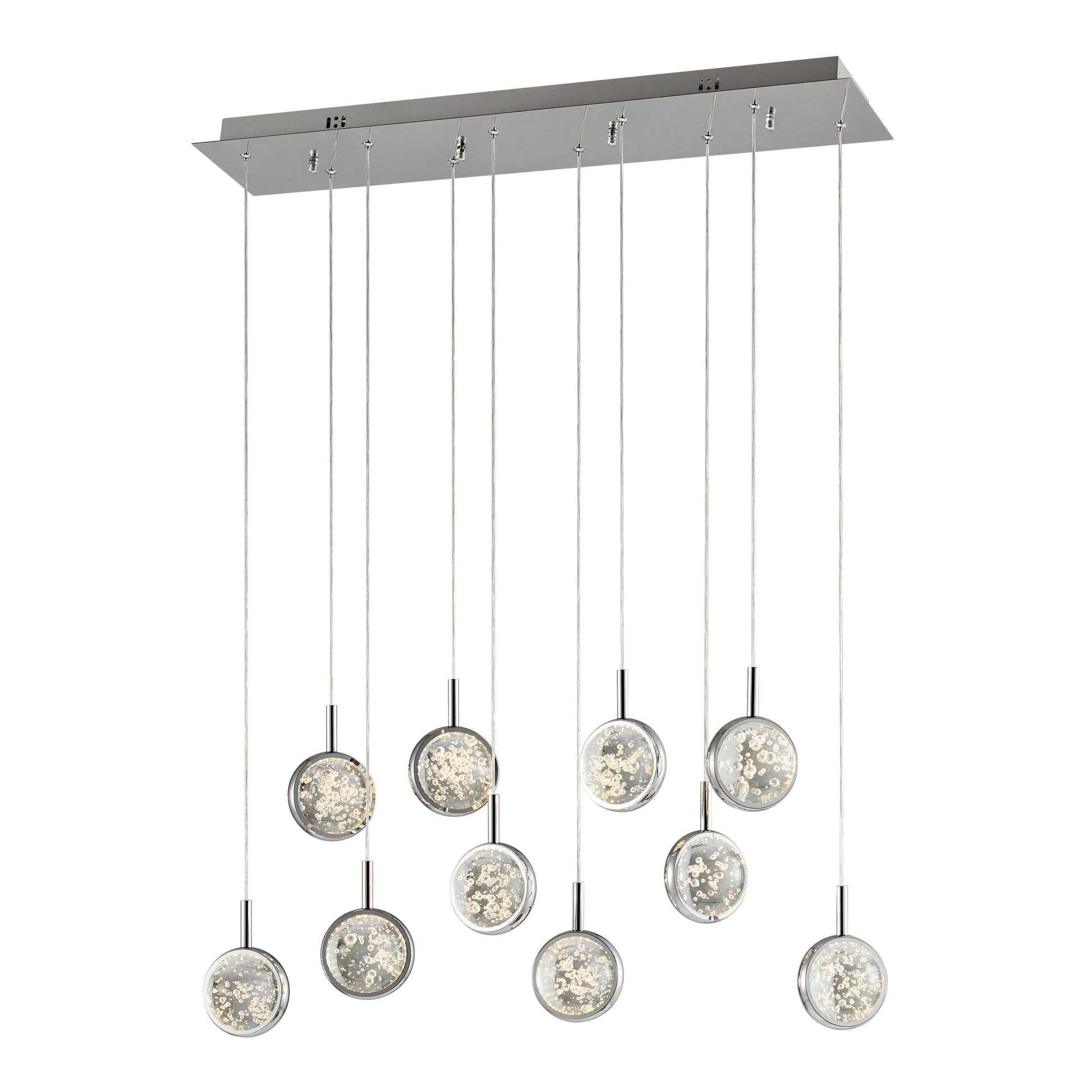 Bubbling Glow Rectangular Chandelier // Chrome - Disselt Designs