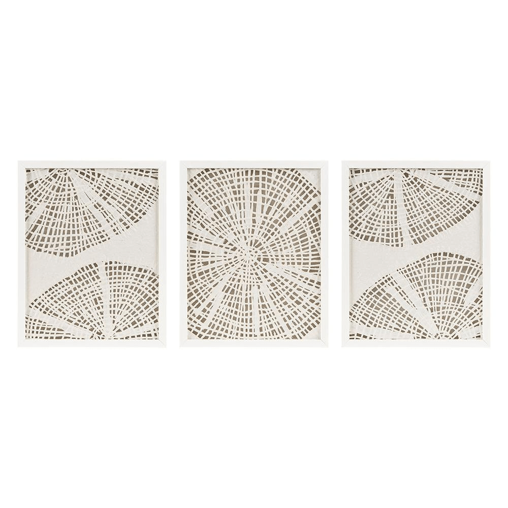 SOLANA | Framed Abstract Coastal Rice Paper 3-piece Shadowbox Wall Decor - Disselt Designs