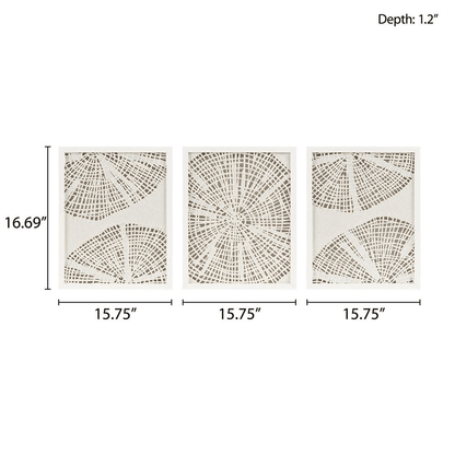 SOLANA | Framed Abstract Coastal Rice Paper 3-piece Shadowbox Wall Decor - Disselt Designs