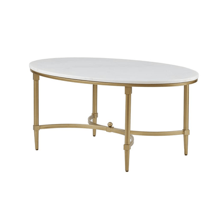 BORDEAUX | White Marble Top and Gold Metal Coffee Table - Disselt Designs