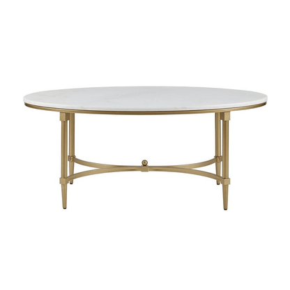 BORDEAUX | White Marble Top and Gold Metal Coffee Table - Disselt Designs