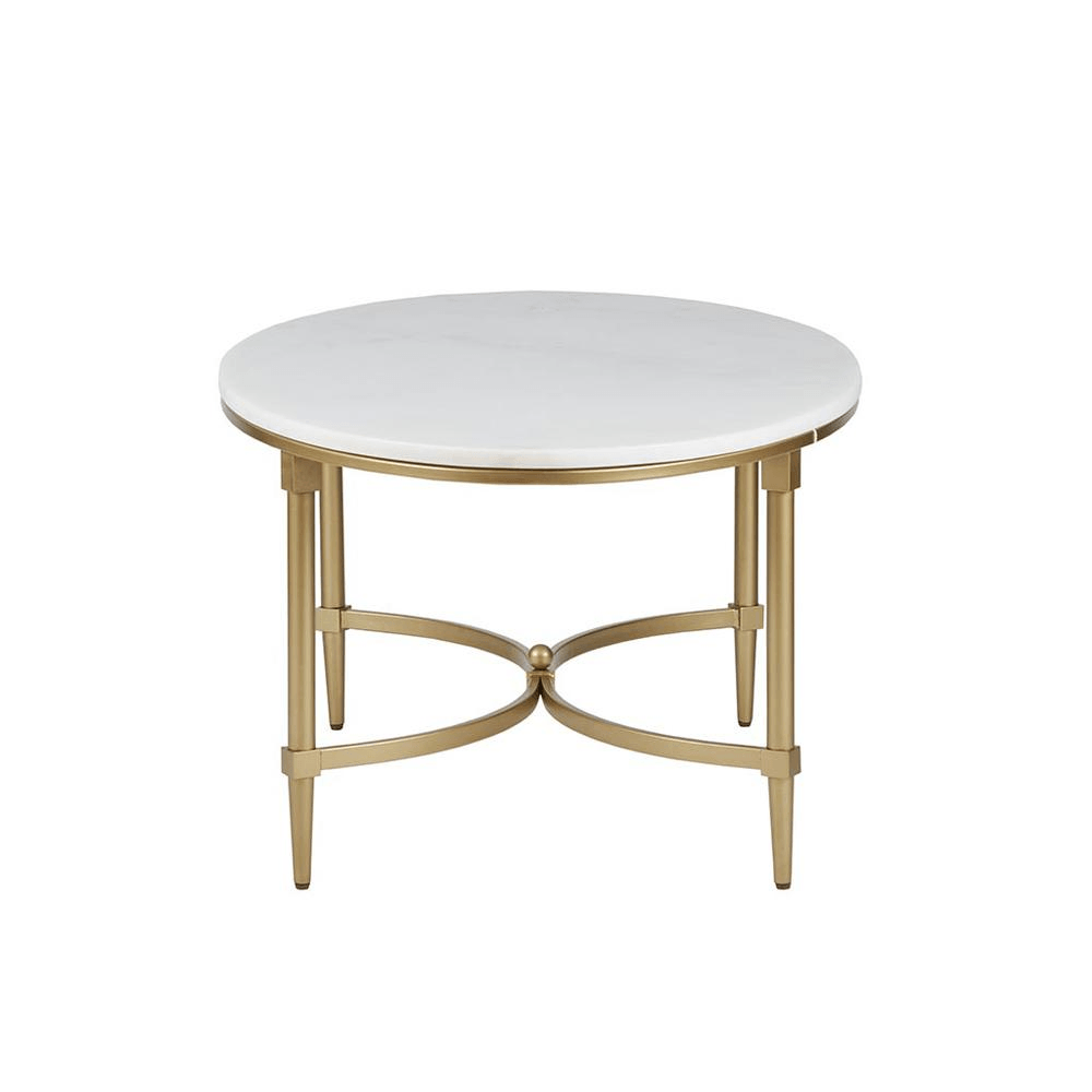 BORDEAUX | White Marble Top and Gold Metal Coffee Table - Disselt Designs