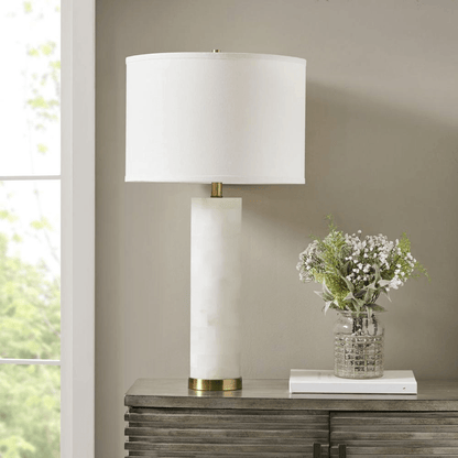 PRAGUE | Alabaster and Gold Metal Base Table Lamp - Disselt Designs