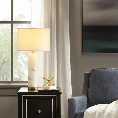 PRAGUE | Alabaster and Gold Metal Base Table Lamp - Disselt Designs