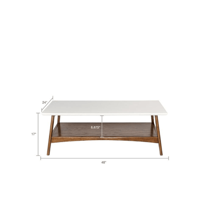 PARKER PECAN | Mid-Century Two-Tone Off-white and Pecan Coffee Table - Disselt Designs