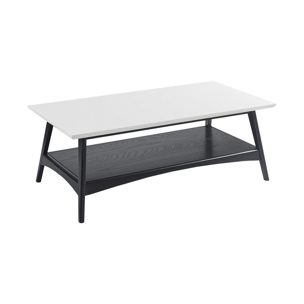 PARKER | Mid-Century Two-Tone Off-white and Black Wood Coffee Table - Disselt Designs