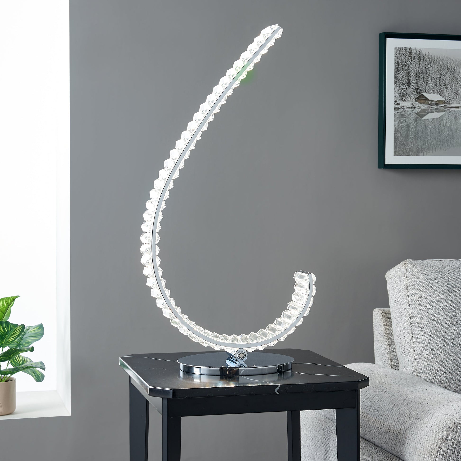 Grace Crystal 16W Table Lamp // Touch & Dimmable (R Chrome) - Disselt Designs