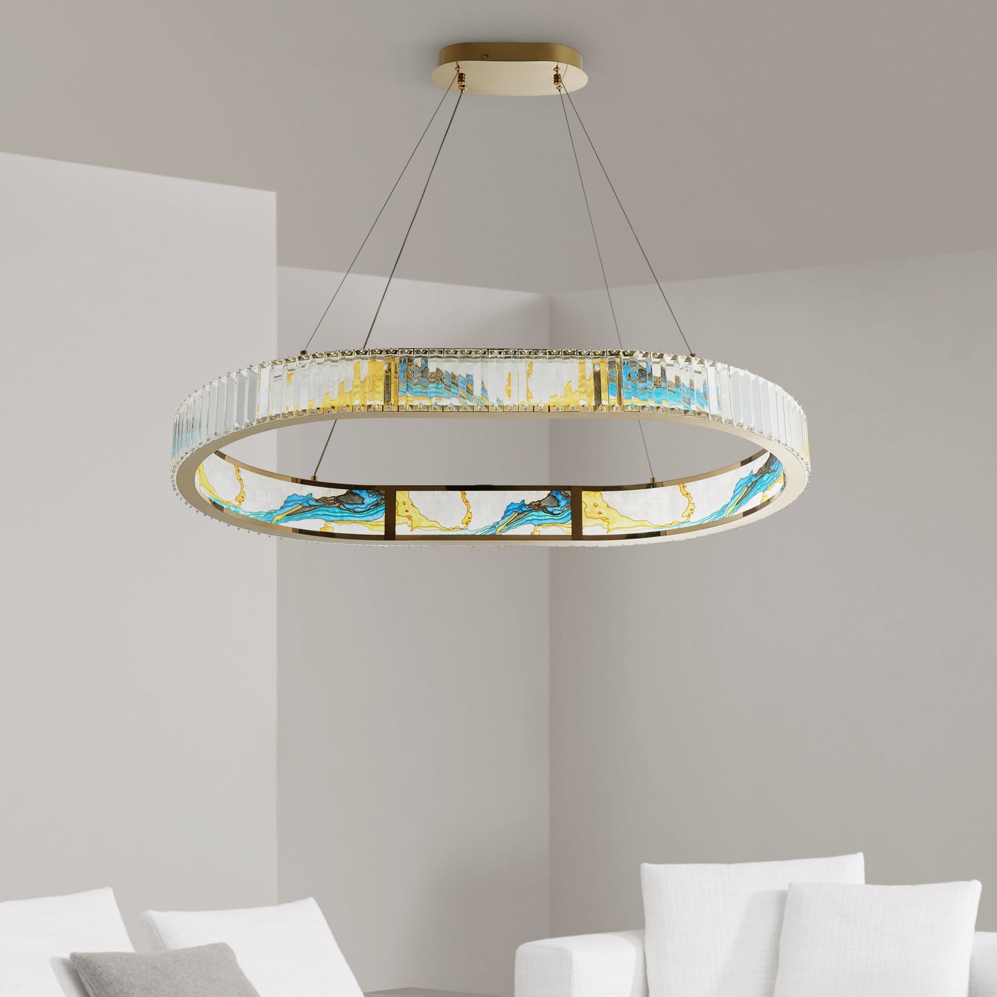Boeseman's Colorful Chandelier // 1 Tier, Squoval - Disselt Designs