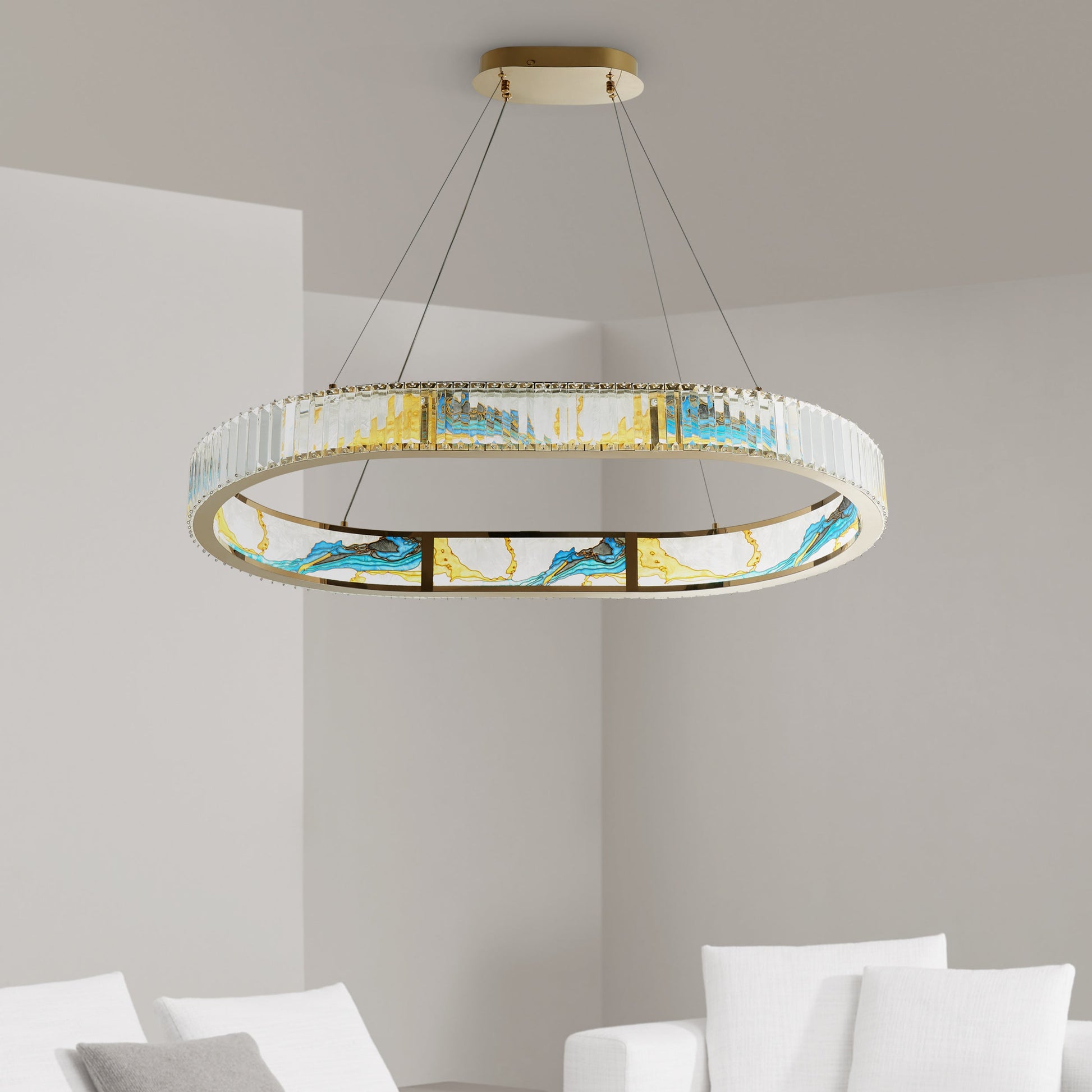 Boeseman's Colorful Chandelier // 1 Tier, Squoval - Disselt Designs