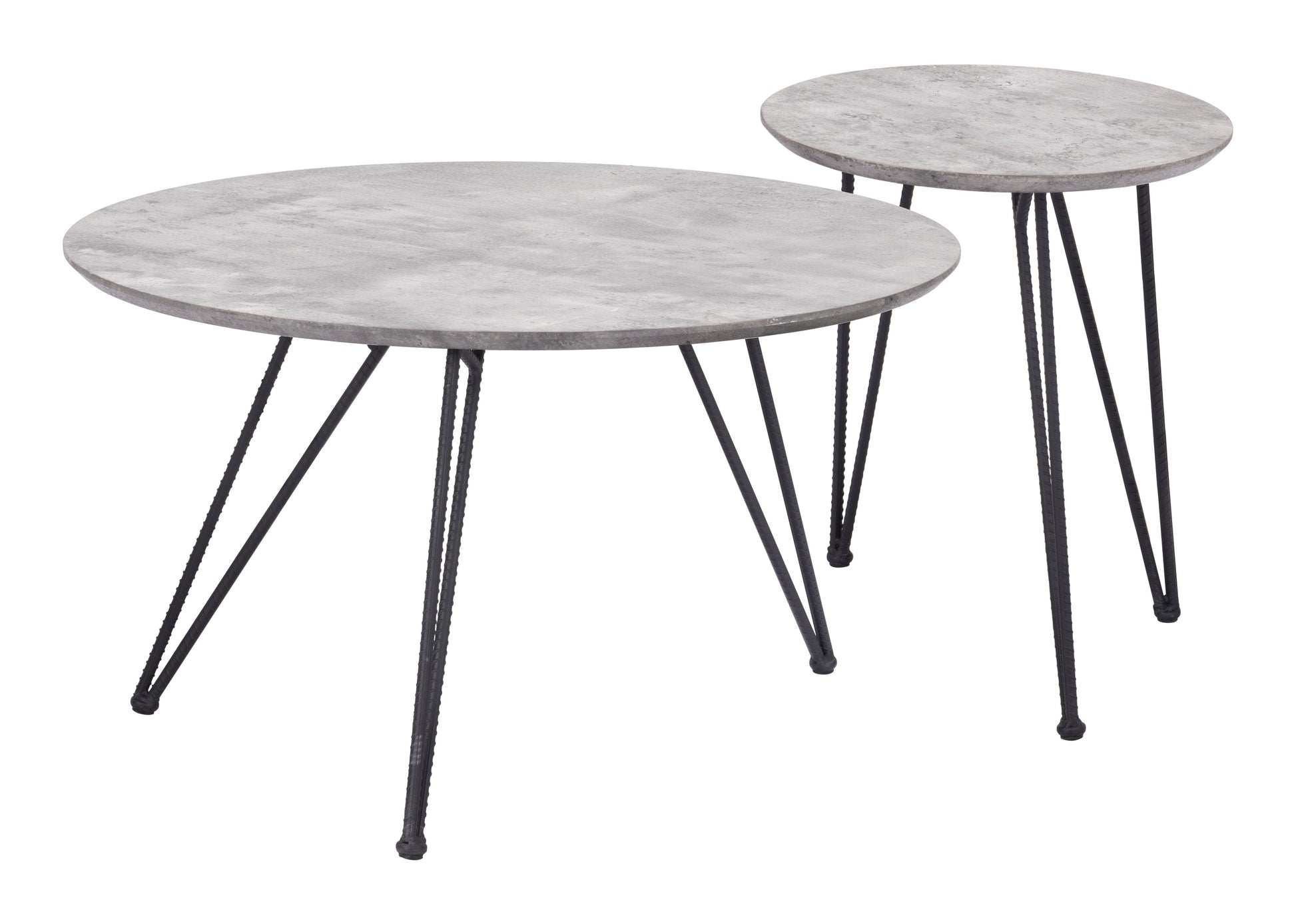 Kerris Coffee Table Set (2-Piece) Gray & Black - Disselt Designs