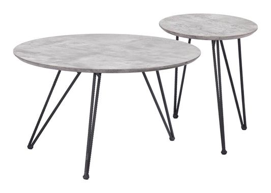 Kerris Coffee Table Set (2-Piece) Gray & Black - Disselt Designs