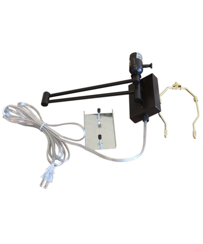 Dimmable Swing Arm Wall Light Bronze Brown Finish with Light Oatmeal Lampshade - For Bedside, Living Room, Reading Chair
