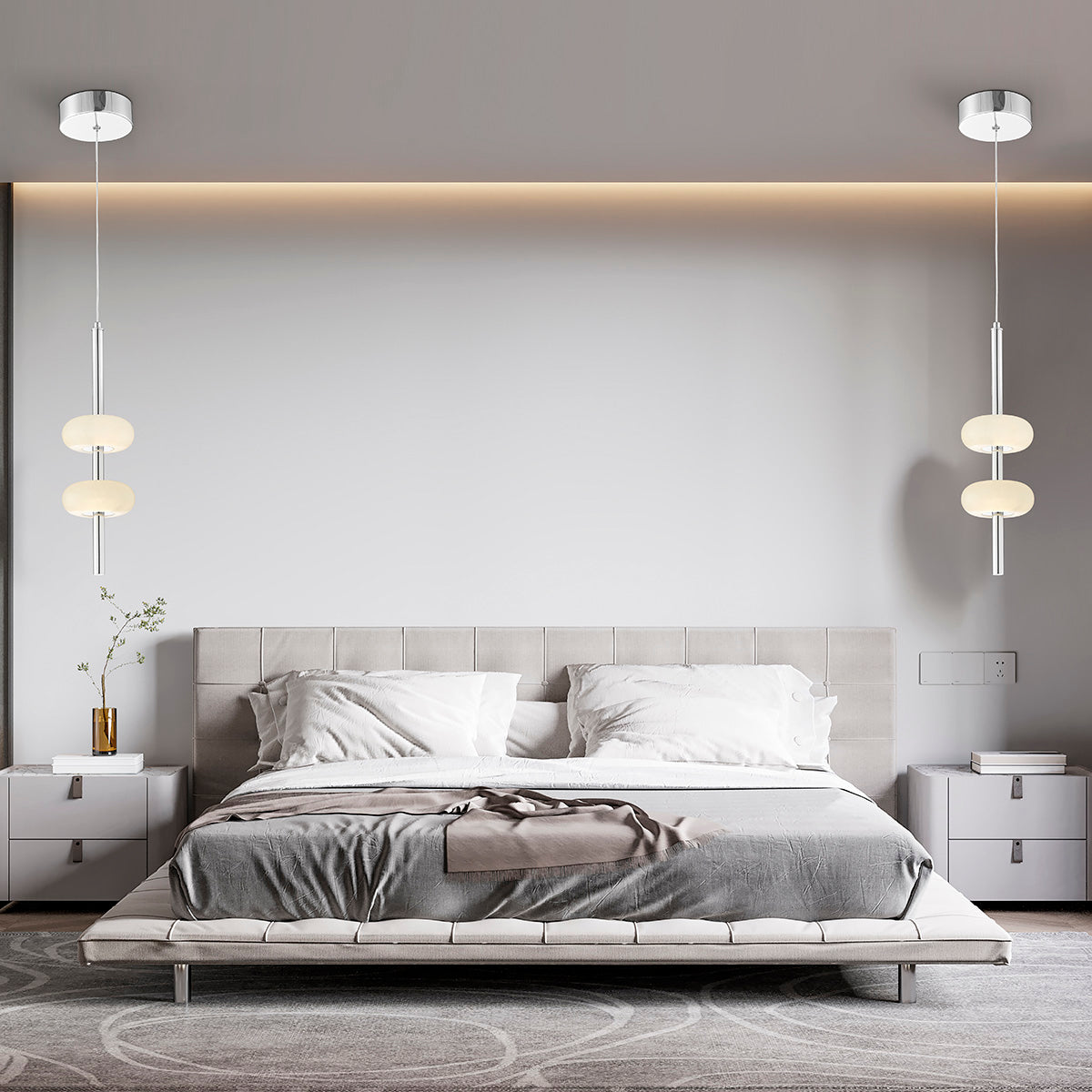 Spanish Alabaster Pendant // Chrome - Disselt Designs