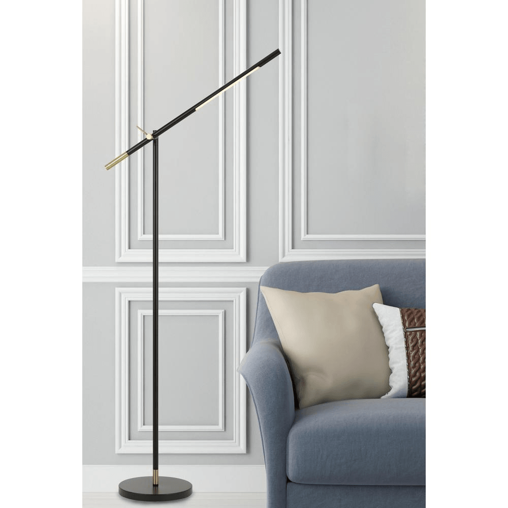 VIRTON | Antique Brass Finish Metal LED Adjustable Floor Lamp - Disselt Designs