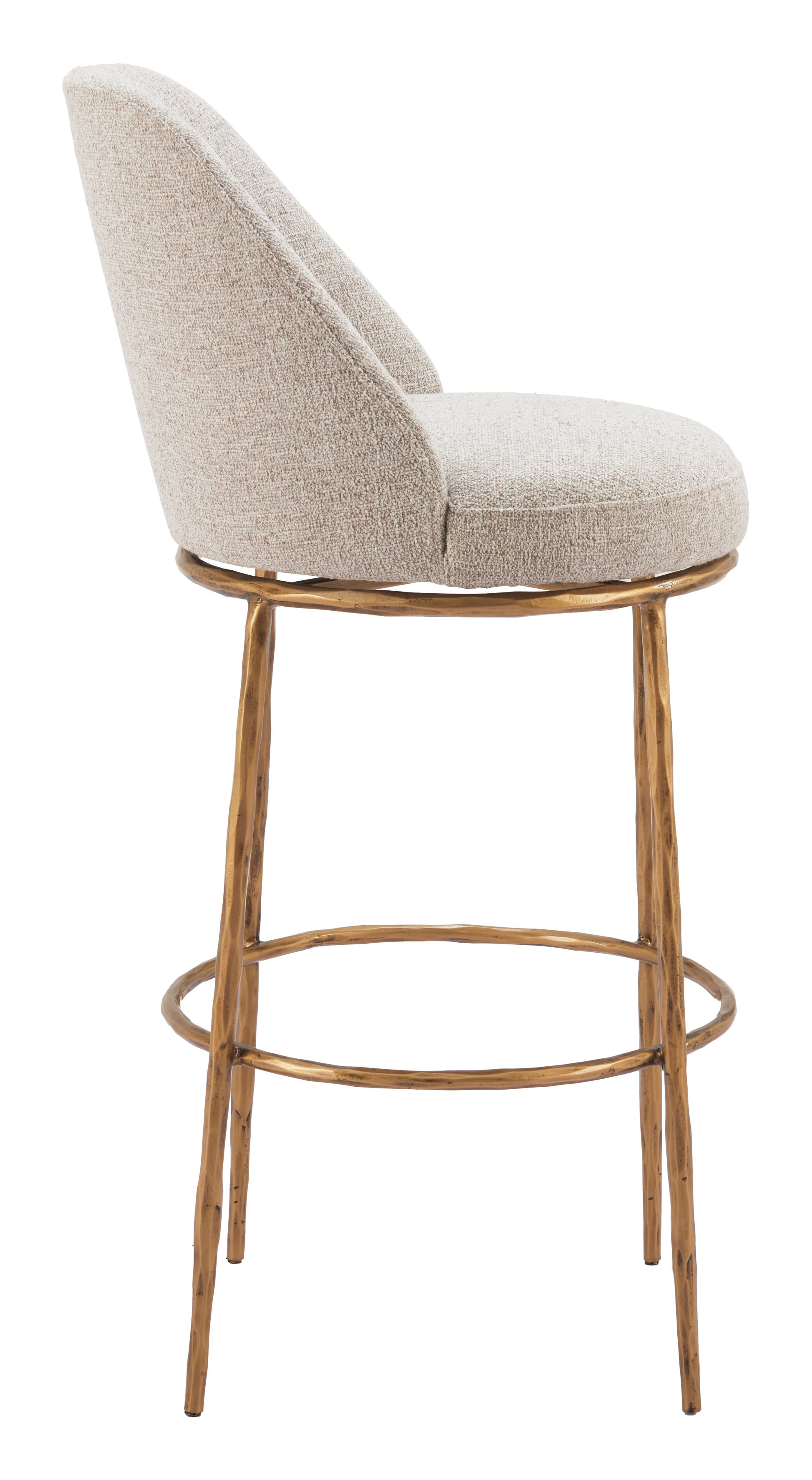 Nordhavn Swivel Barstool Beige & Gold - Disselt Designs
