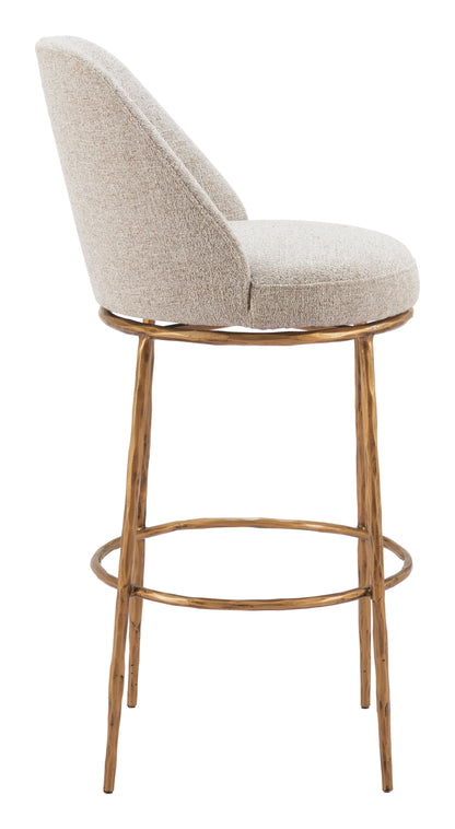 Nordhavn Swivel Barstool Beige & Gold - Disselt Designs