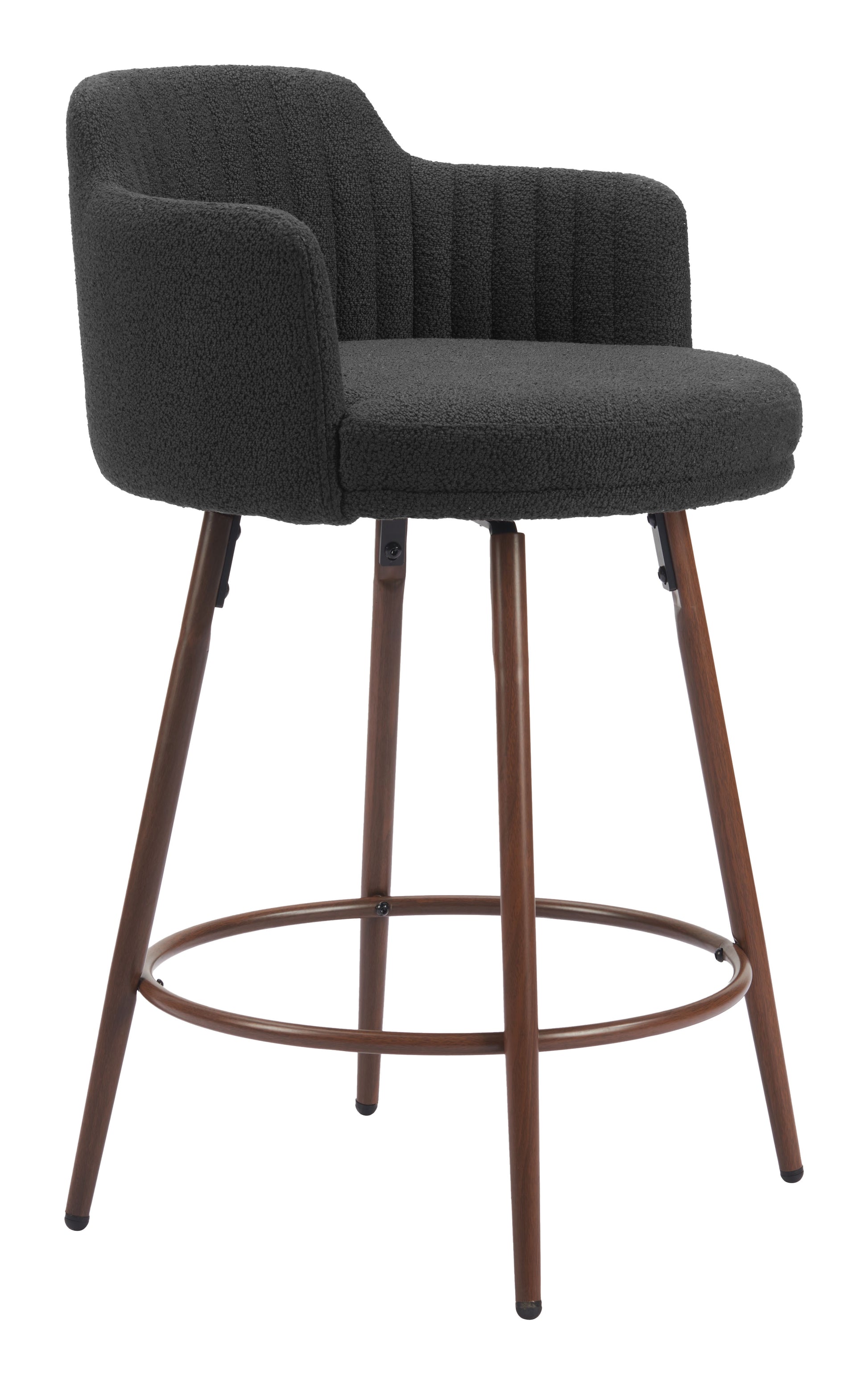 Kono Swivel Counter Stool (Set of 2) Black & Walnut - Disselt Designs