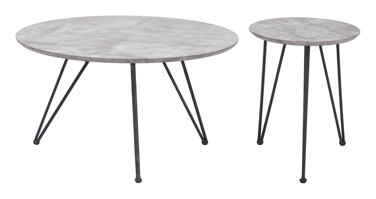 Kerris Coffee Table Set (2-Piece) Gray & Black - Disselt Designs