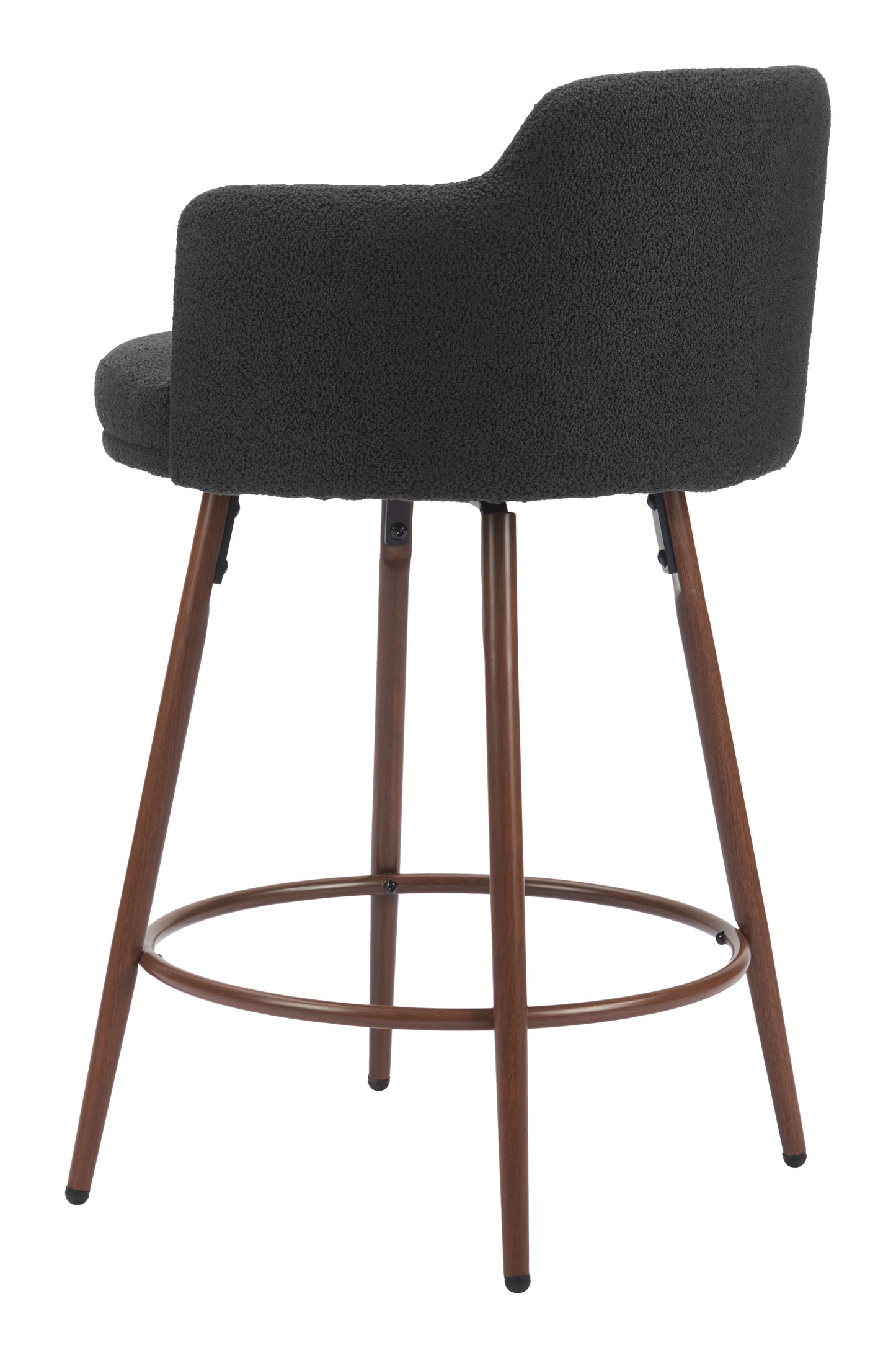 Kono Swivel Counter Stool (Set of 2) Black & Walnut - Disselt Designs