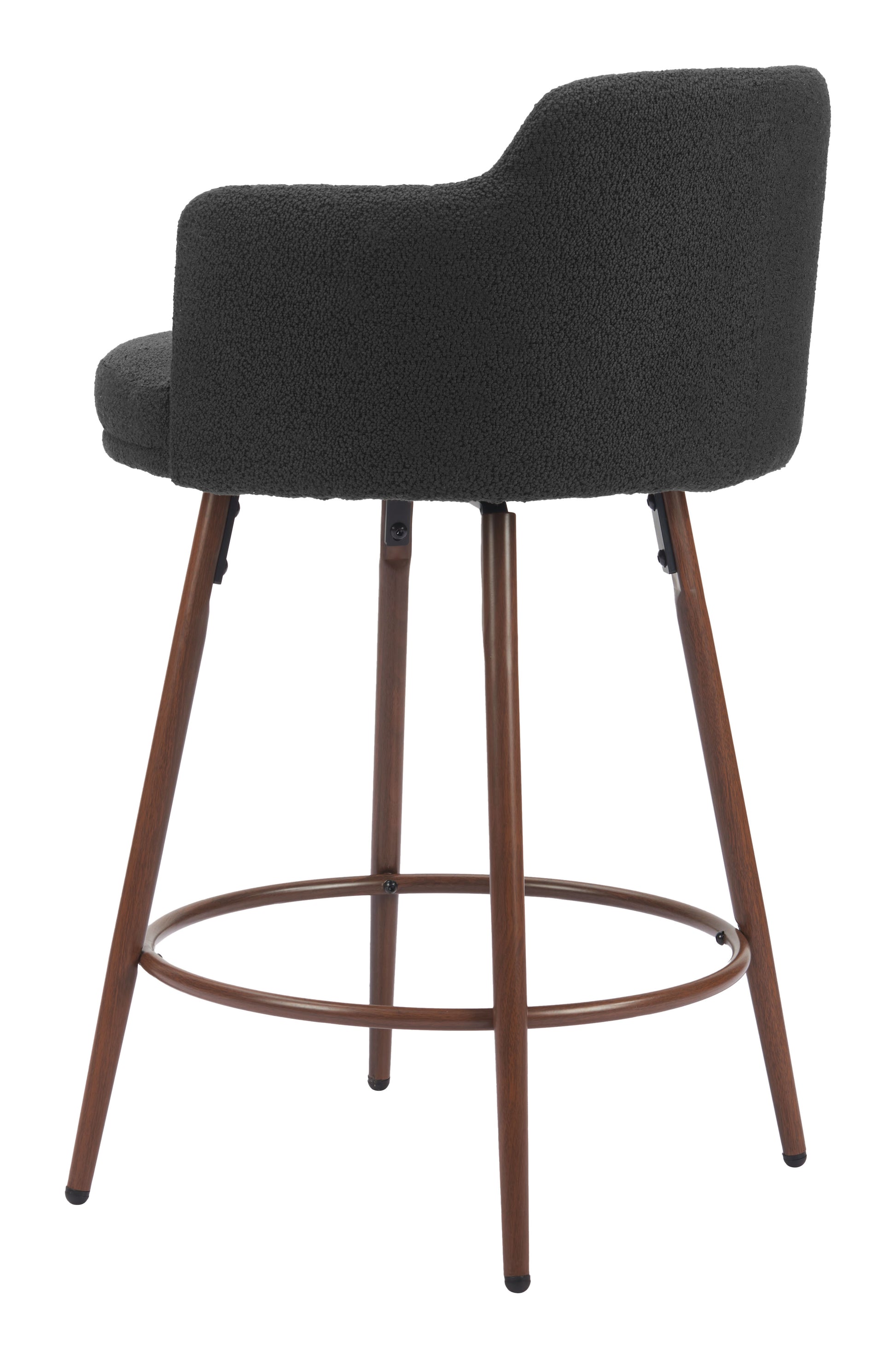 Kono Swivel Counter Stool (Set of 2) Black & Walnut - Disselt Designs