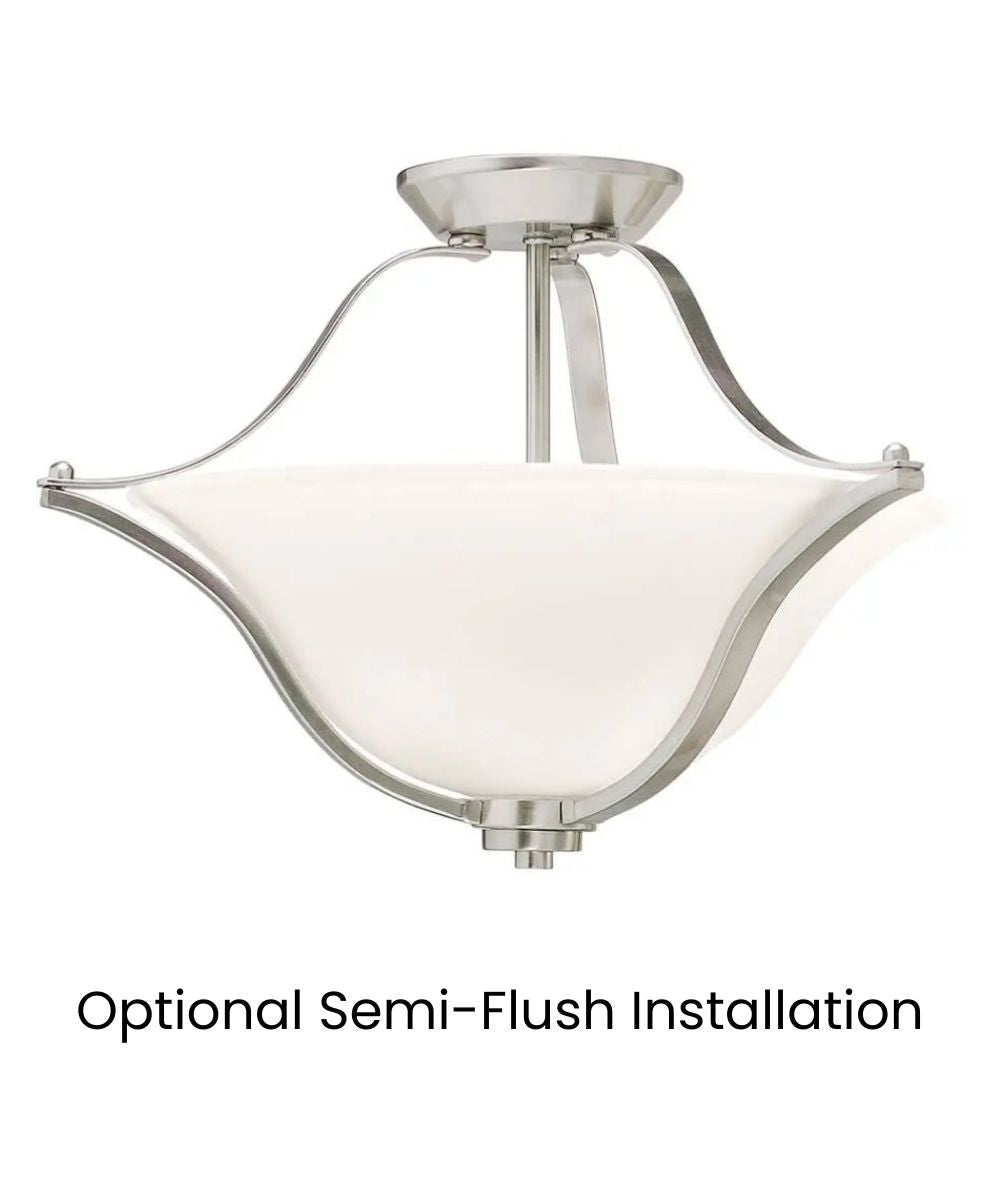 Langford 19"W 2-Light Brushed Nickel Pendant/Semi-Flush Mount Light by Kichler