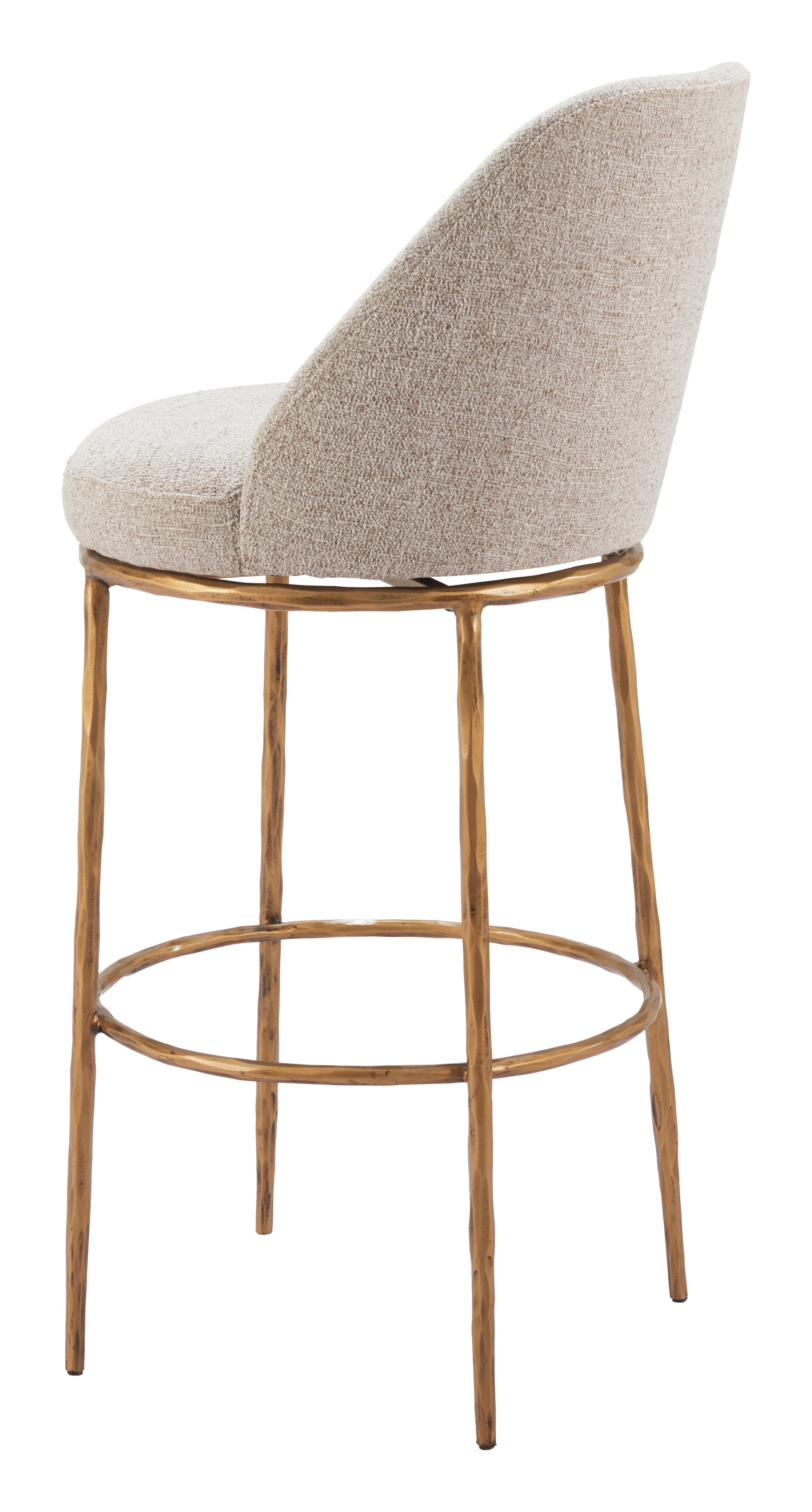 Nordhavn Swivel Barstool Beige & Gold - Disselt Designs