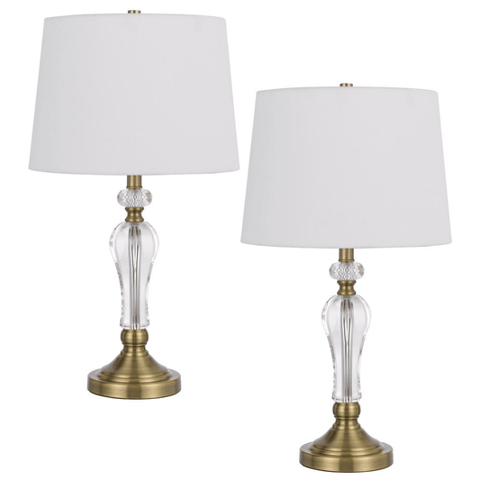 EASTHAM | Pair of Classic Crystal and Brushed Metal Table Lamps - Disselt Designs