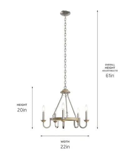 Barrett 22"W 5-Light Chandelier by Kichler Distressed Antique Gray with Brushed Nickel Finish