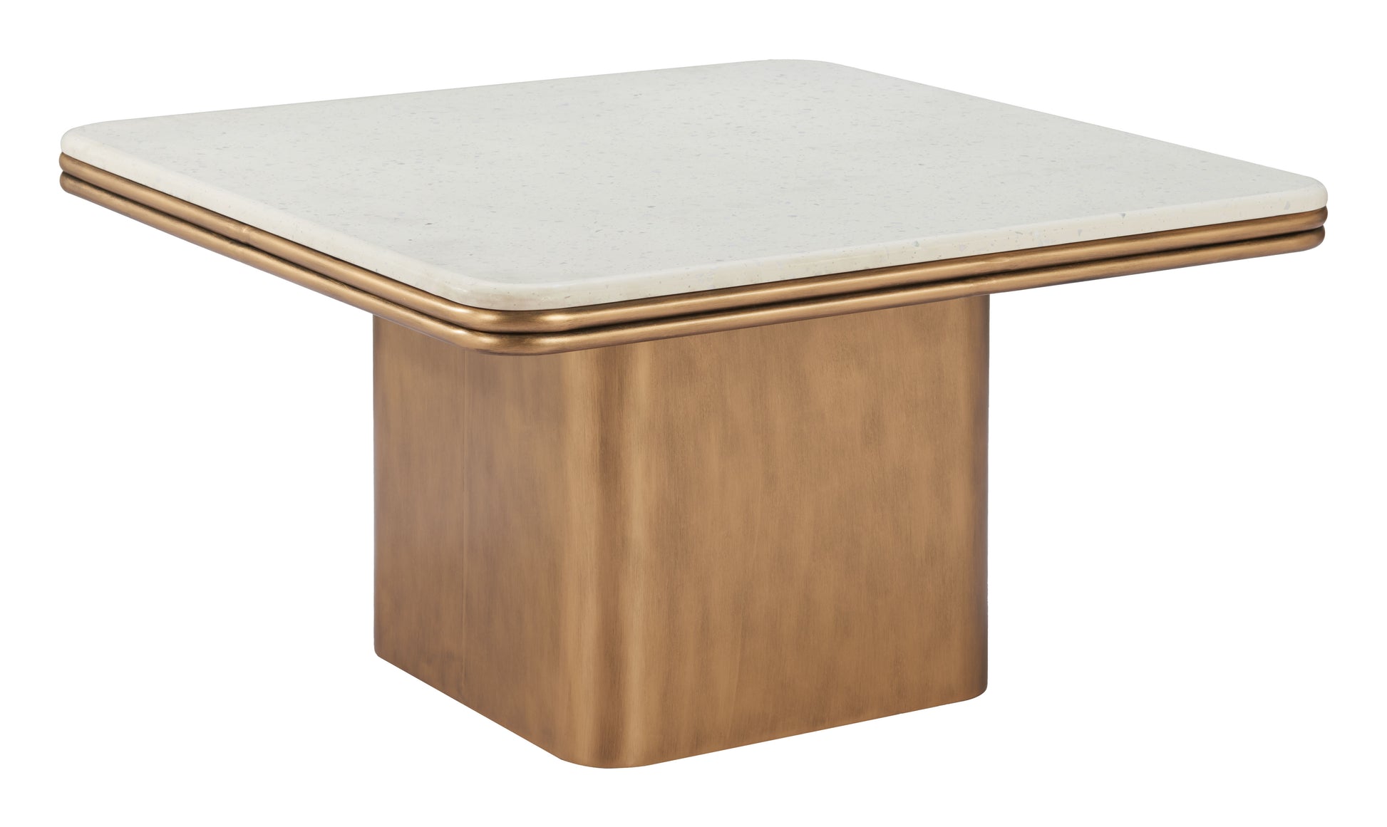 Cher Coffee Table White & Brass - Disselt Designs