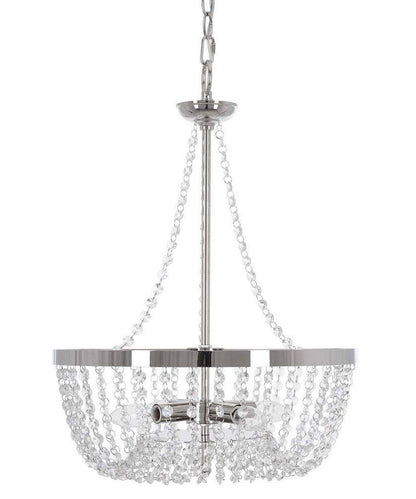 Alsy 16"W 4-Lights Bling Polished Nickel Pendant Chandelier with Crystal Glass Beads