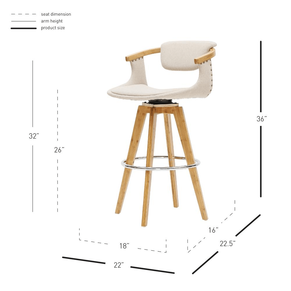 DARWIN | Fabric Bamboo Counter Stool - Disselt Designs