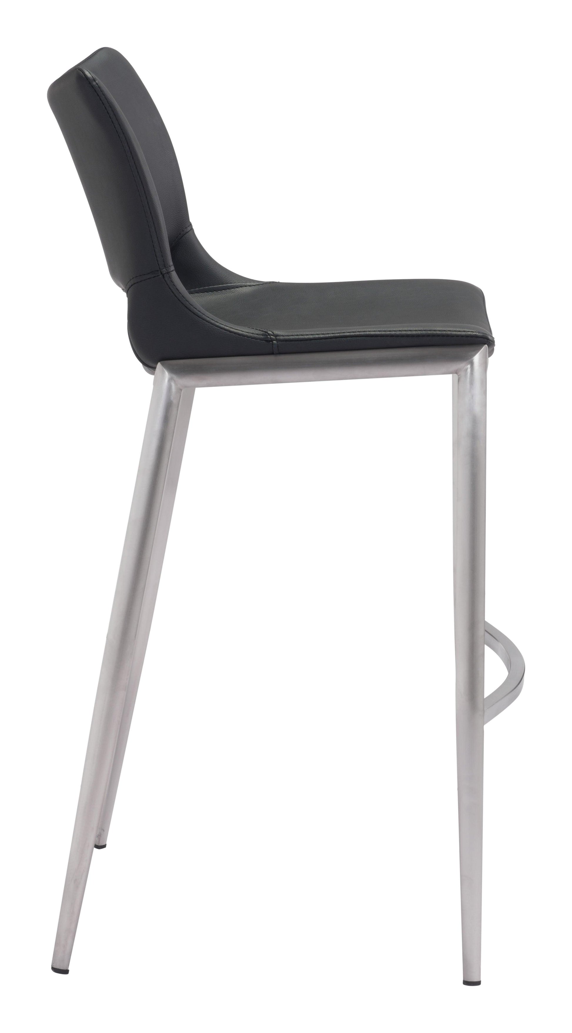 Ace Barstool (Set of 2) Black & Silver - Disselt Designs