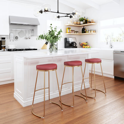 Bree Barstool (Set of 2) Burgundy & Gold - Disselt Designs