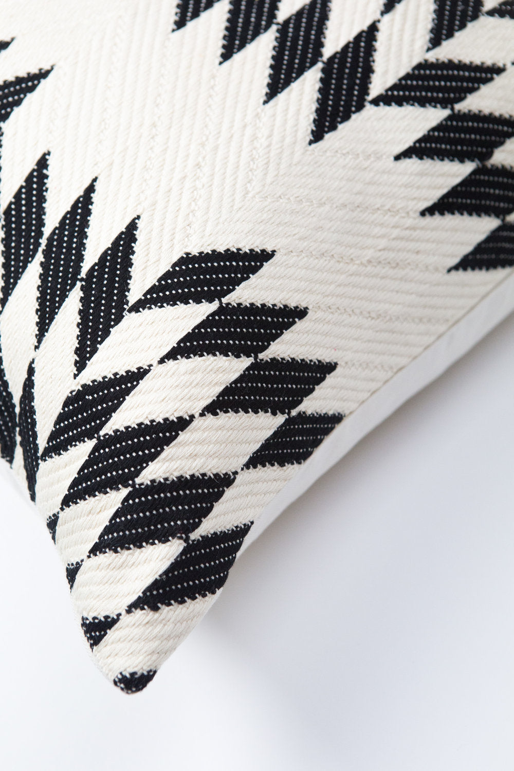 Almolonga Quilt Pillow - Black and Natural White -  12" x 20"