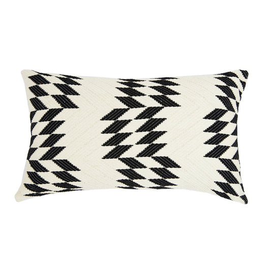 Almolonga Quilt Pillow - Black and Natural White -  12" x 20"