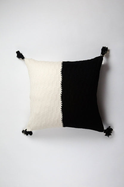 Antigua Pillow - Black &amp; Natural White Colorblocked
