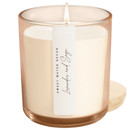 Lavender and Sage Soy Candle - Tinted Glass Jar - 12 oz