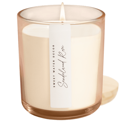 Sandalwood Rose Soy Candle - Tinted Glass Jar - 12 oz