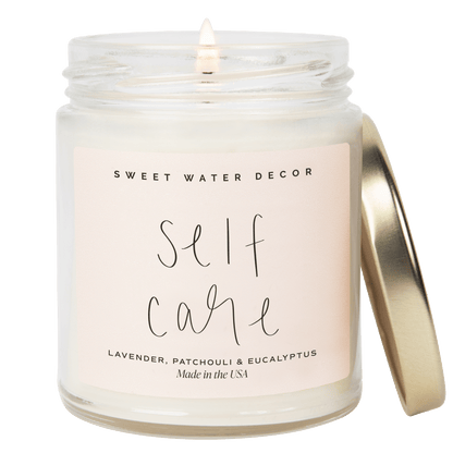 Self Care Soy Candle - Clear Jar - 9 oz (Lavender and Eucalyptus)